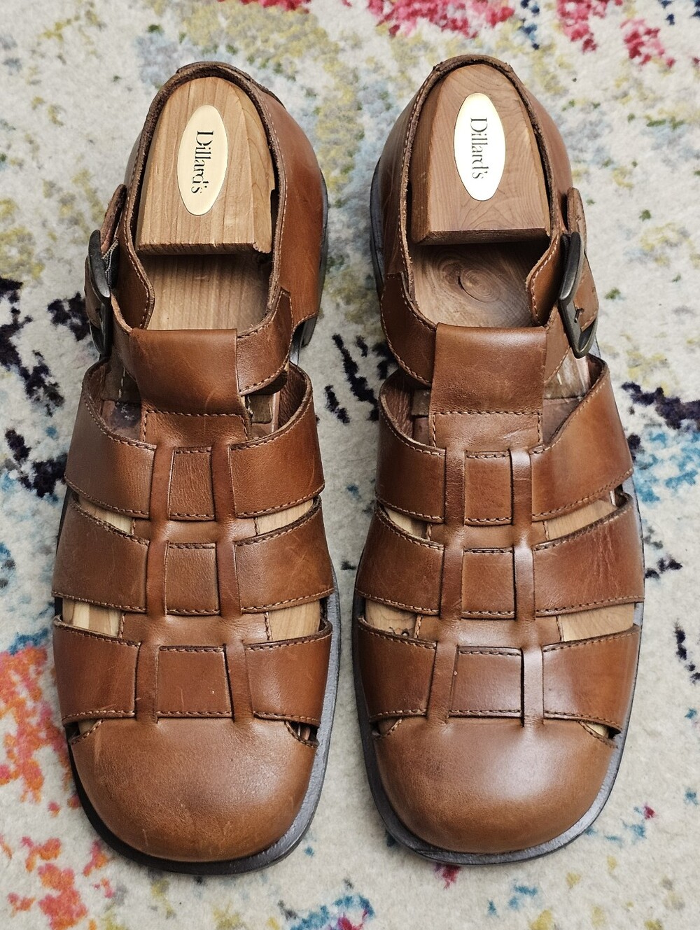 Pronto UOMO Firenza Mens Size 10 Fisherman Sandals Brown Leather Strappy